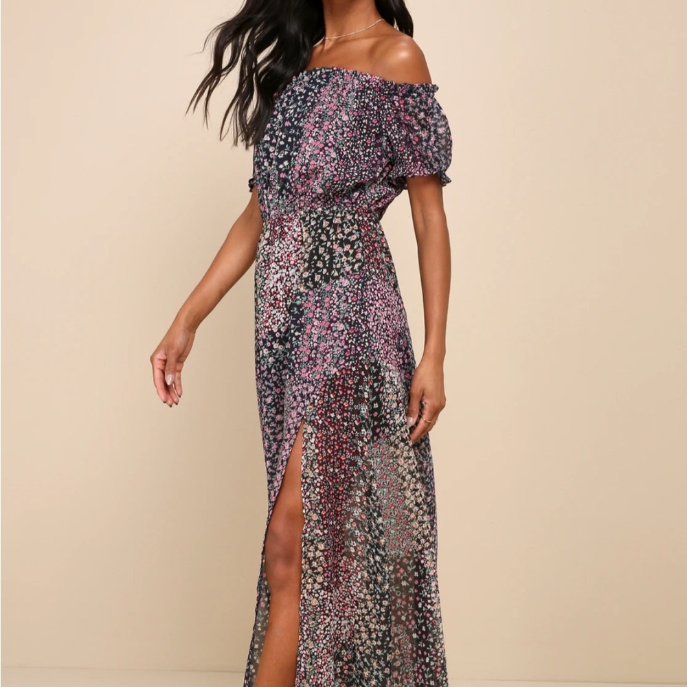 NWT Lulu’s floral off the shoulder maxi dress